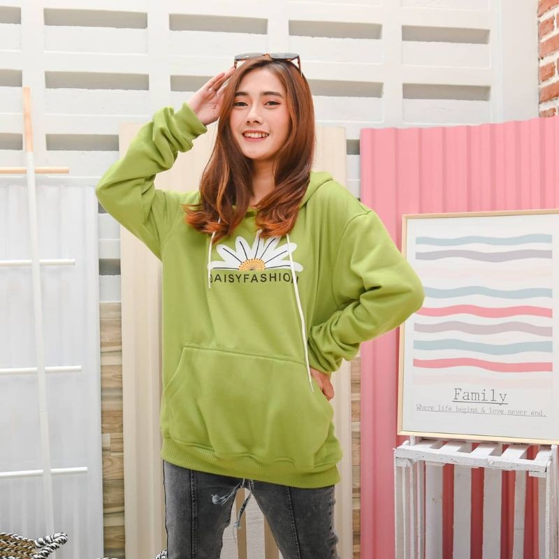 DAISY FASHION Sweater Hoodie Wanita Bahan Fleece-1