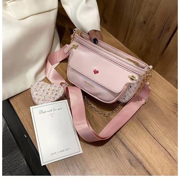 BJ212984 (2IN1) - BEIGE/BLACK/BLUE/PINK - TAS SLEMPANG DOMPET KOIN IMPORT TAS WANITA FASHION IMPORT MODIS ELEGAN TERMURAH TERLARIS TERBARU BAGSTORE JAKARTA TAS BATAM JT12984 ZC0254 LT2167