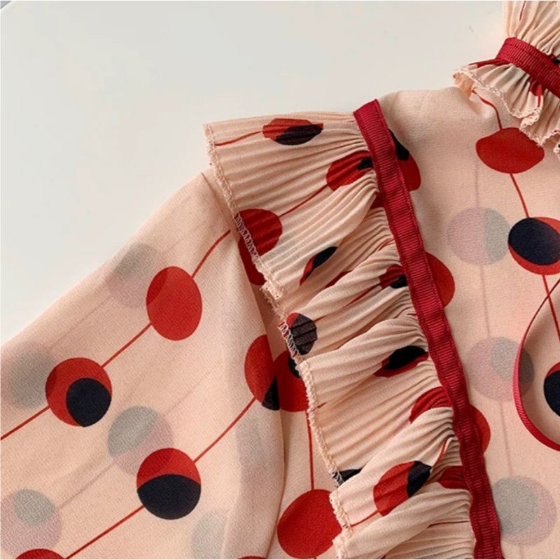 MDLV ~ 2689 Aprilita Pleated Shirt Blouse wanita Blouse Premium Blouse Import Blouse Chiffon Blouse Polkadot Kemeja Fashion Kemeja Import Kemeja Premium Kemeja Polkadot Fashion Import