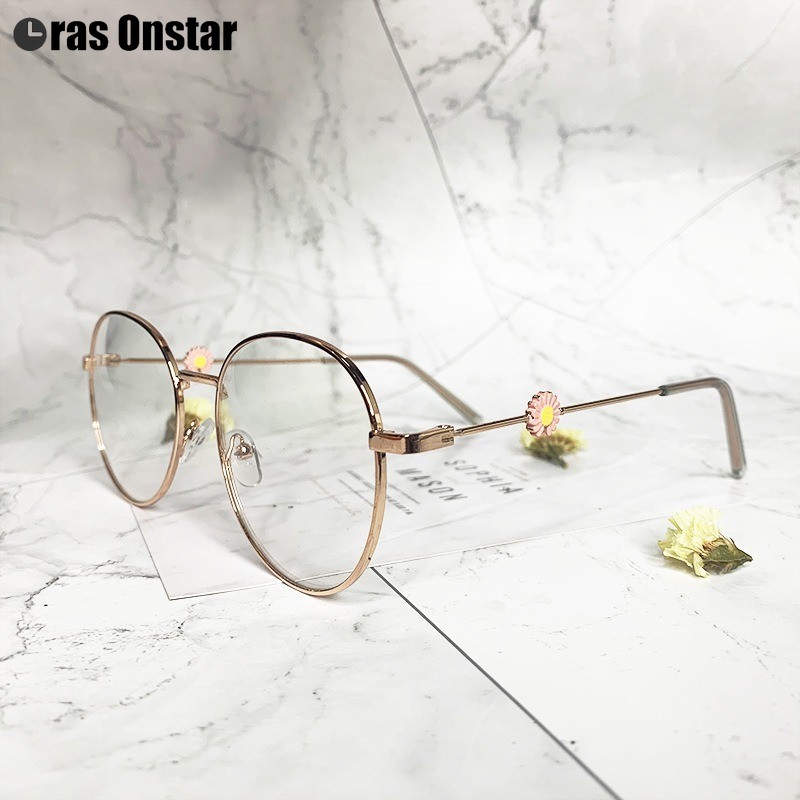 【Bayar di Tempat】100% Anti Blue Kacamata Retro Bundar Eyeglasses Wanita Kacamata Fashion Retro Frame-3