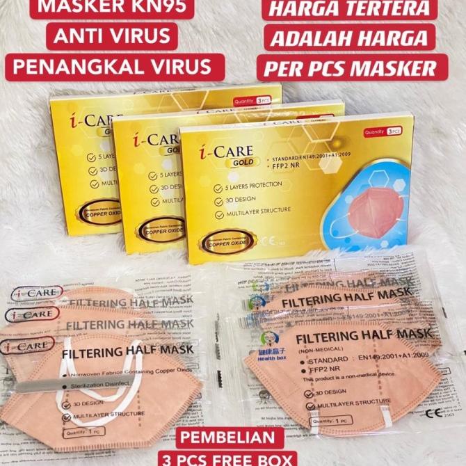 Masker anti virus KN95 3D Copper filter tembaga anhui health 1 pcs ibag57