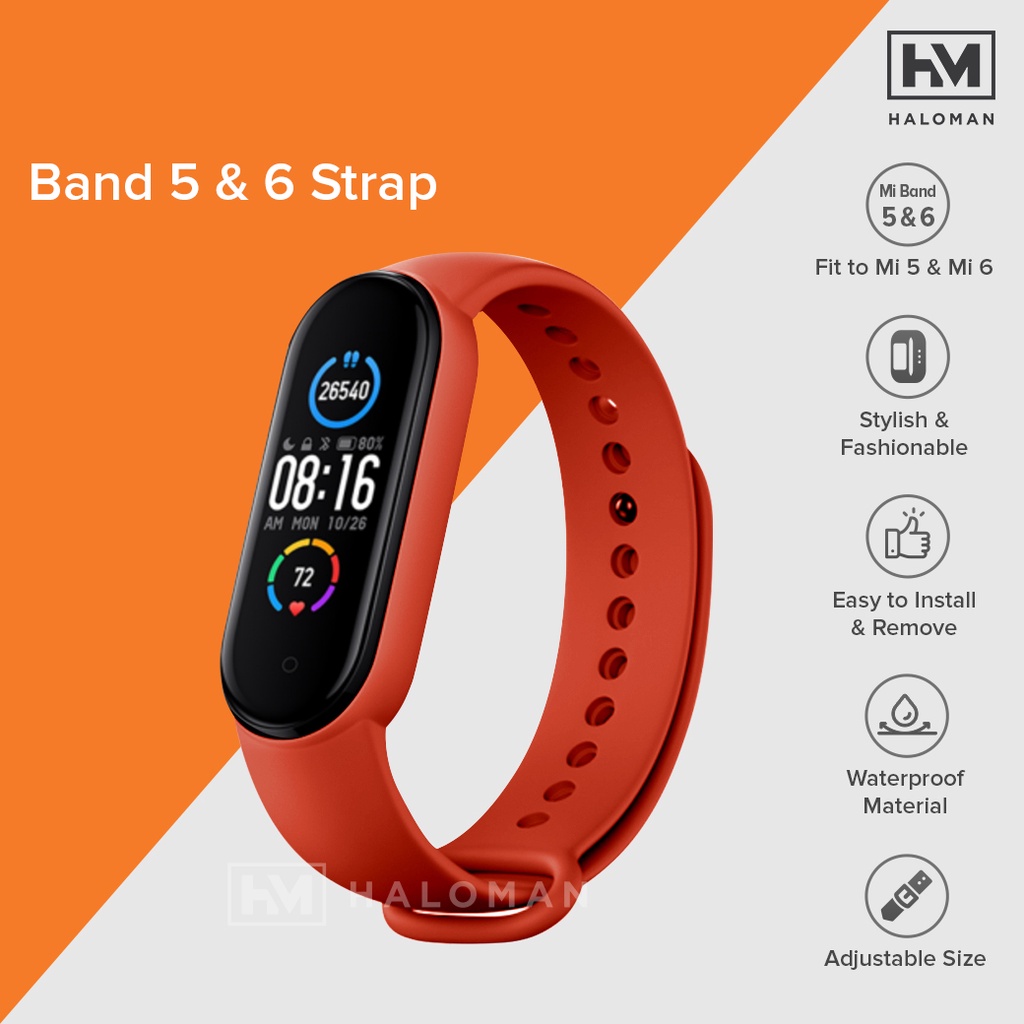 Silicone Strap Mi Band 5 & Mi Band 6 - Strap Miband 5 & Miband 6 Replacement-Lava Red