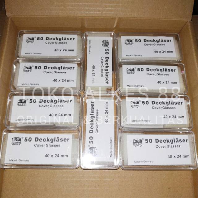 Cover Glass Deck Glass 40 x 24 mm 24 x 40 mm Kaca Penutup Preparat Mikroskop Assistent Assistant