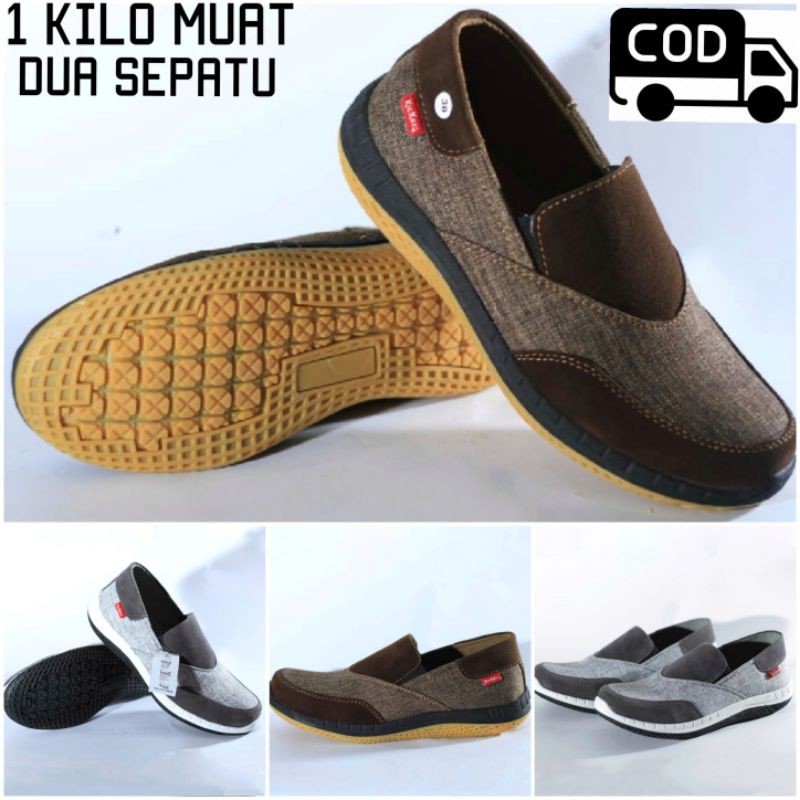 39-44 Sepatu Pria Kulit Premium Sintetis Slip On Kasual Sol Karet