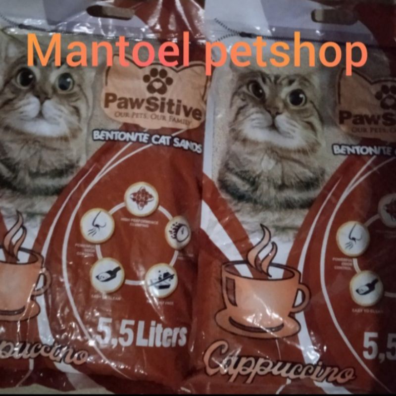 grab/gojek pasir pawsitive aroma kopi premium cat litter  5,5lt