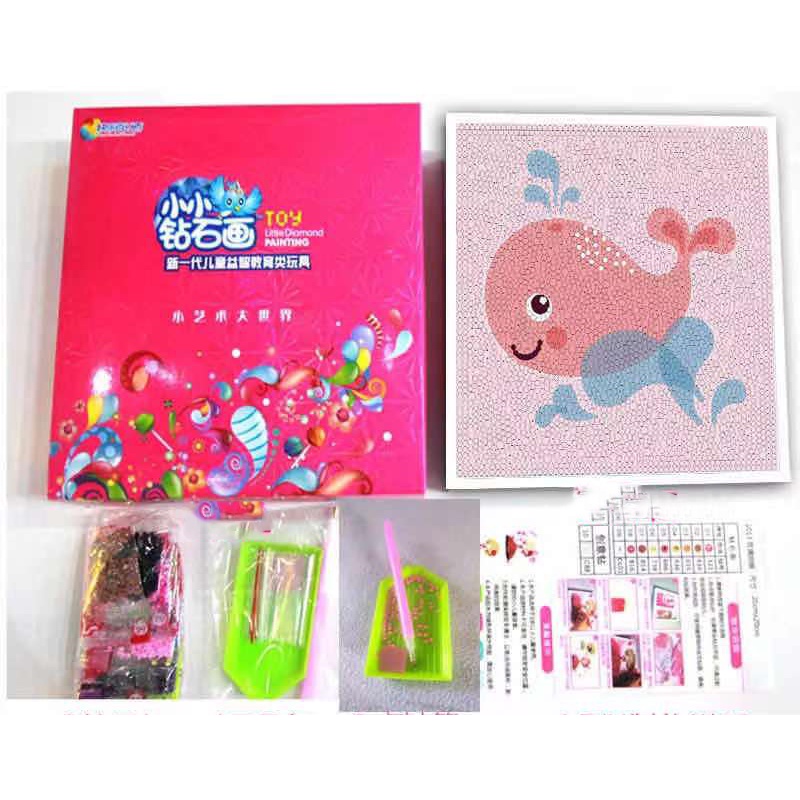 5D Diamond Painting DIY Kids Craft lukisan kristal FREE Frame - FISH PINK