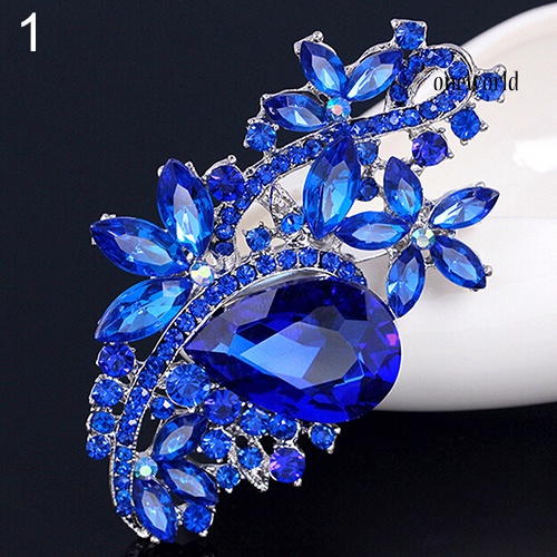 OW@ Waterdrop Flower Brooch Pin Rhinestone Crystal Brooches Bouquet Wedding Jewelry