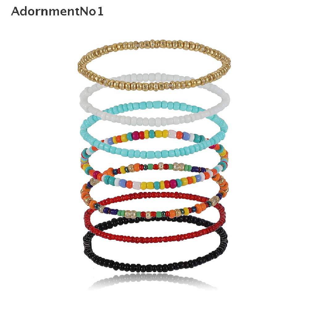 (AdornmentNo1) 7pcs / Set Gelang Tangan Elastis Gaya Bohemia Aksen Manik-Manik Warna-Warni Untuk Perhiasan Wanita