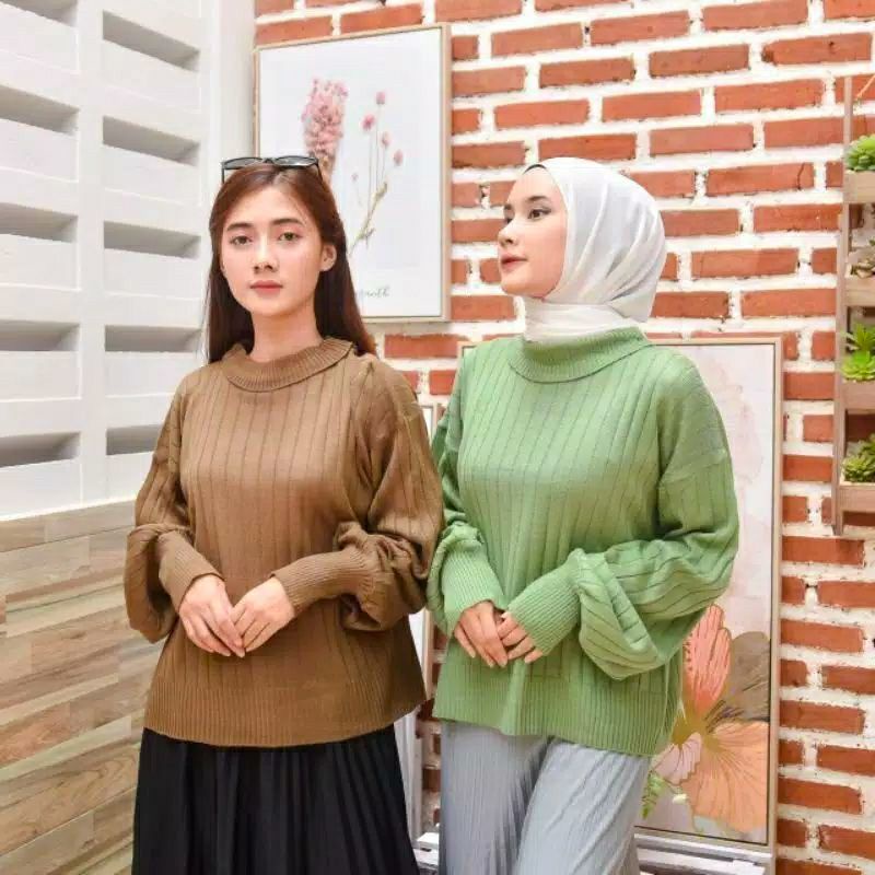 Blouse Rajut,Turtleneck Wanita,Sweater Rajut