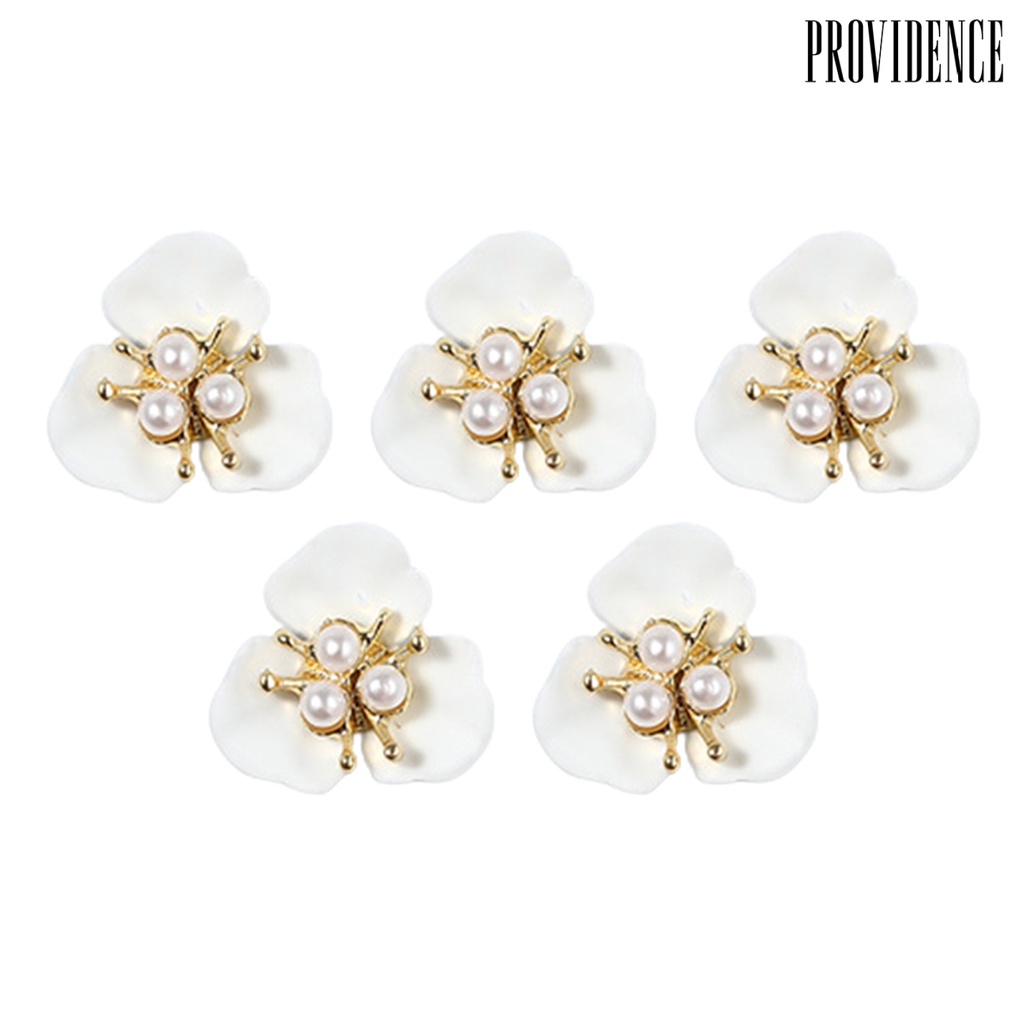 Providence 5Pcs Flower Nail Decor Fashionable Stylish Nail Accessories Artificial Pearl Flower Nail Art Stud for Salon