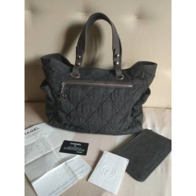 Chanel tote bag kanvas Authentic dark grey