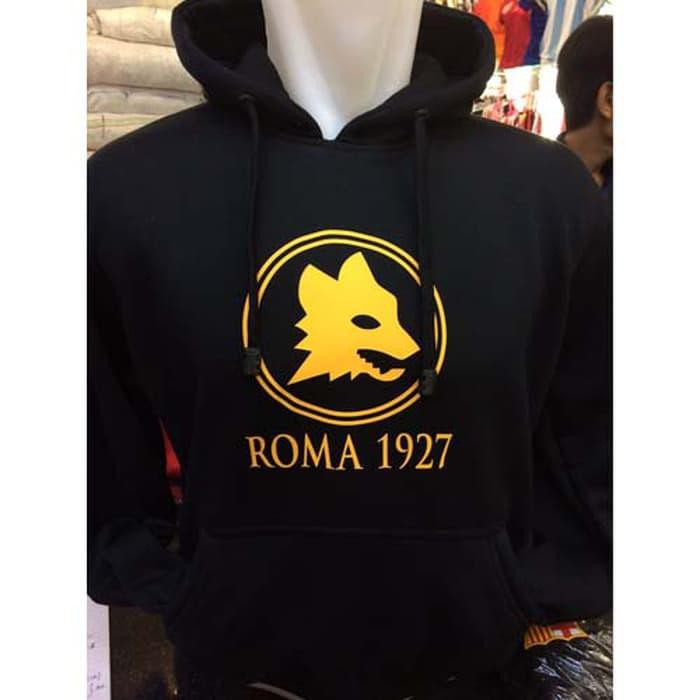 Sweater Hoodie AS Roma O-114 Serigala I Lupi Forza Roma Hitam Polos
