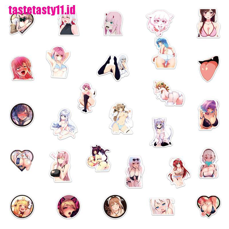 100pcs Stiker Desain Anime Girls Waifu DIY Untuk Motor Skateboard Laptop