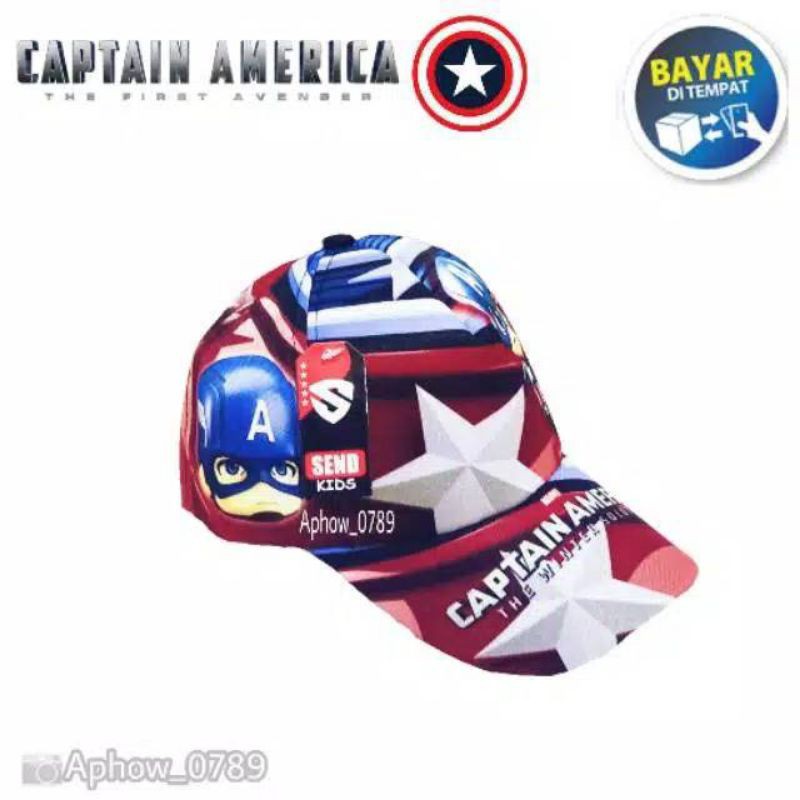 topi anak Full print big Hero captain Amerika