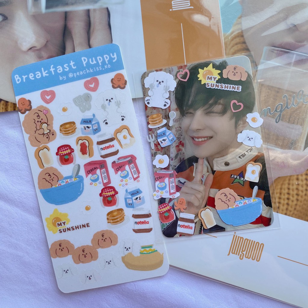 Stiker Dekorasi Photocard / Jurnal / Polcos Breakfast Puppy (Waterproof) by @peachkiss.xo