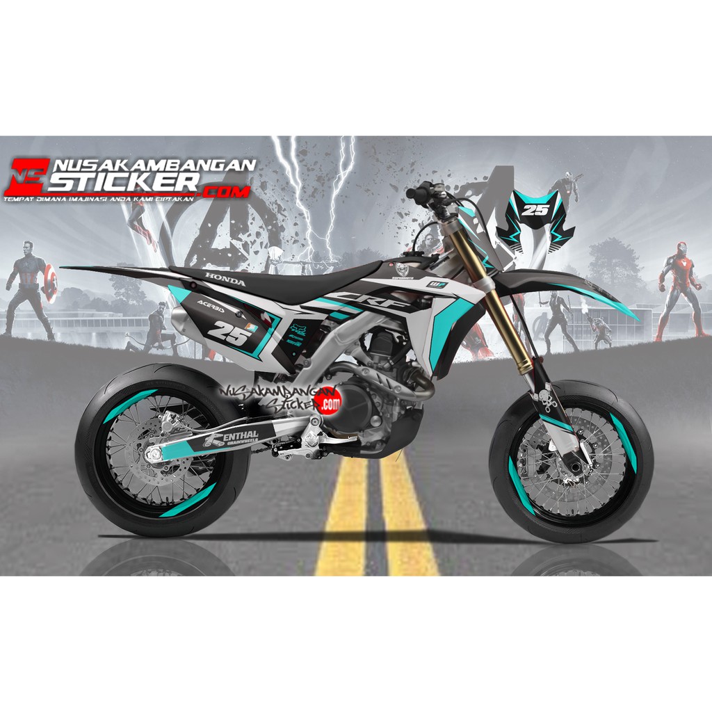 Decal sticker CRF 150 L Hitam Biru Tosca Supermoto 02 Stiker Full Body
