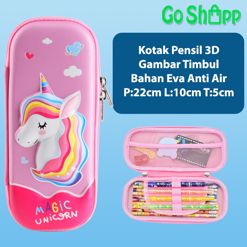 Kotak Pensil 3D Anti Air - Kotak Pensil Anak Import Karakter Lucu - Tempat Pensil Timbul 3D karakter Unicorn Dino Astronot Rocket [KP01]