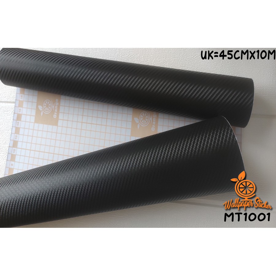 Karbon Stiker Carbon Hitam Black 3D Tekstur Timbul Motor ukuran 45CM x 1M