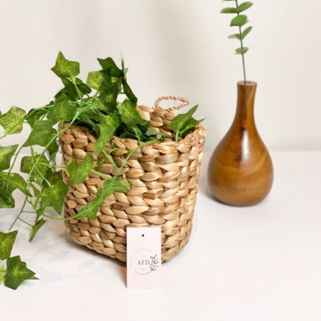 rustic Hanging Pot | Pot Gantung Anyaman Enceng Gondok/Water Hyacinth | Cover Pot Walldecor  Termura