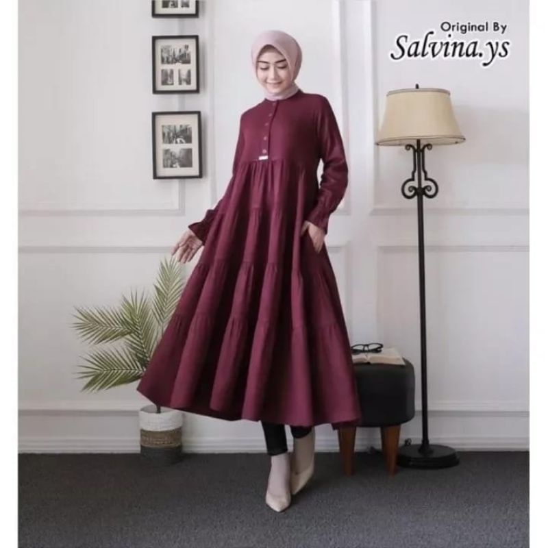 LONG TUNIK ORIGINAL BY SALVINA YS/LONG TUNIK/TUNIK POLOS/TUNIK PREMIUM