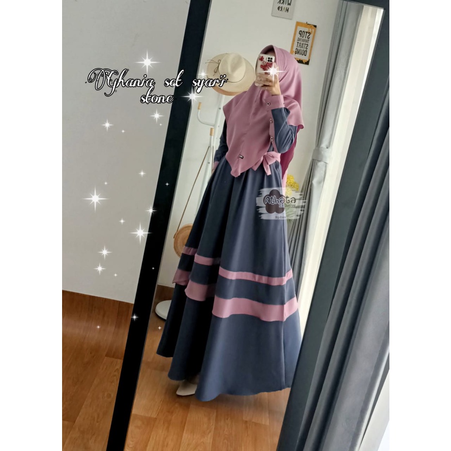 Ghania set syar'i ORI athata by dzee gamis murah berkualitas ummahzareen reseller dropship gratis jo