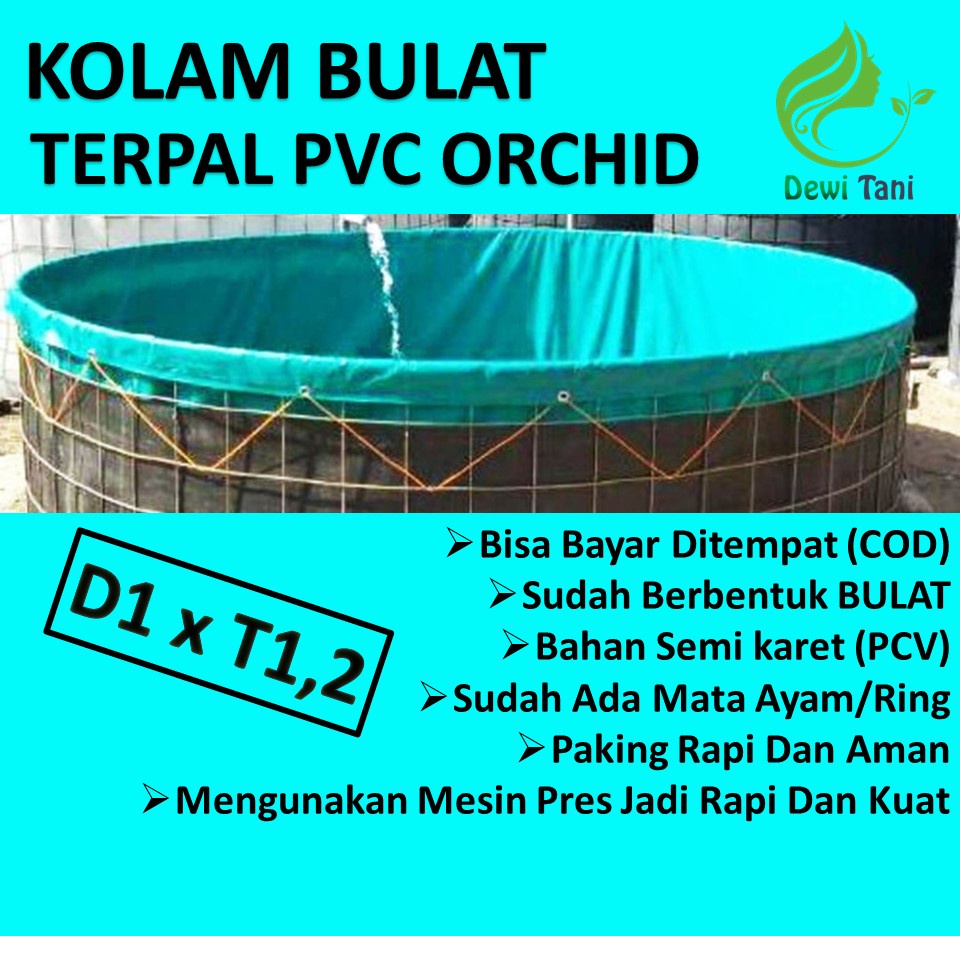 Kolam Terpal Bulat Bioflok Ukuran Diameter 1m Tinggi 1,2m, TERPAL SAJA