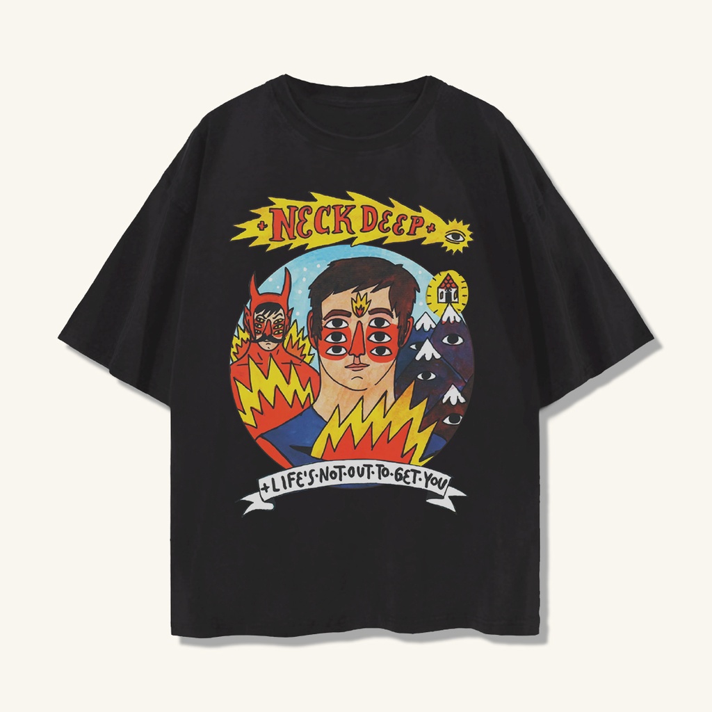 Ready Stock - Baju Neckdeep Life's Not Out To Get You Vintage Oversize Tee - Kaos Band Neck Deep Ove
