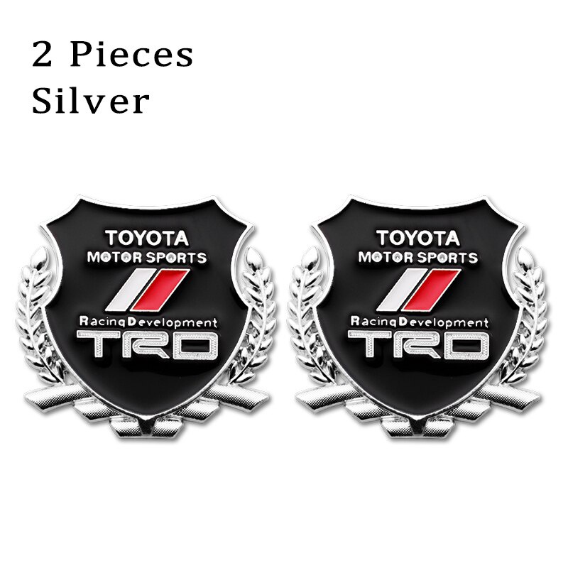 2pcs Stiker Emblem / Badge Metal 3D Untuk Dekorasi Mobil Toyota TRD Rush Vios Yaris RAV4 Etion Fortuner