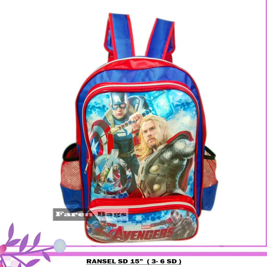 Tas Ransel SD Gambar katun Anak Laki-laki