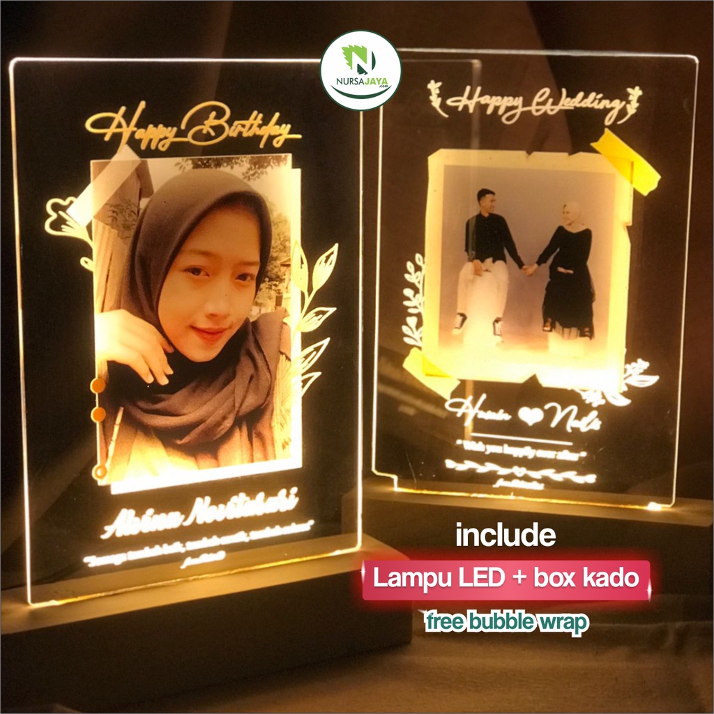 Acrylic LED Custom Kado Hadiah Hiasan Dinding Wisuda Graduation UlangTahun Pernikahan Foto Murah Wall Decor Akrilik