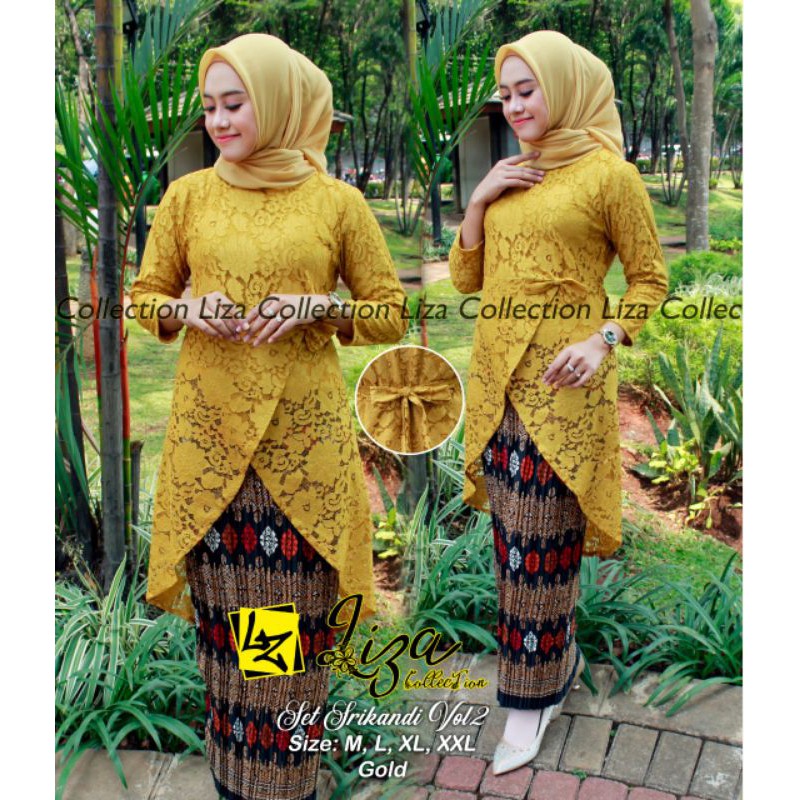 IndahKebaya | SETELAN KEBAYA SRIKANDI BROKAT / TUNIK BROKAT WISUDA / KEBAYA AKAD JUMBO / ROK PLISKET