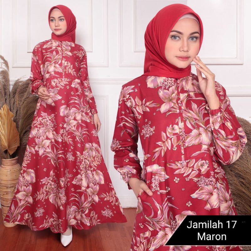 Gamis Katun Jepang Bunga Sakura Lengan Rempel XL