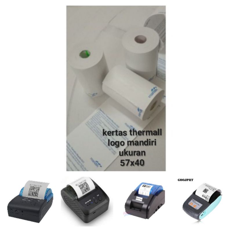 kertas thermall logo mandiri ukuran 57x40 untuk mesin edc print bluetooth