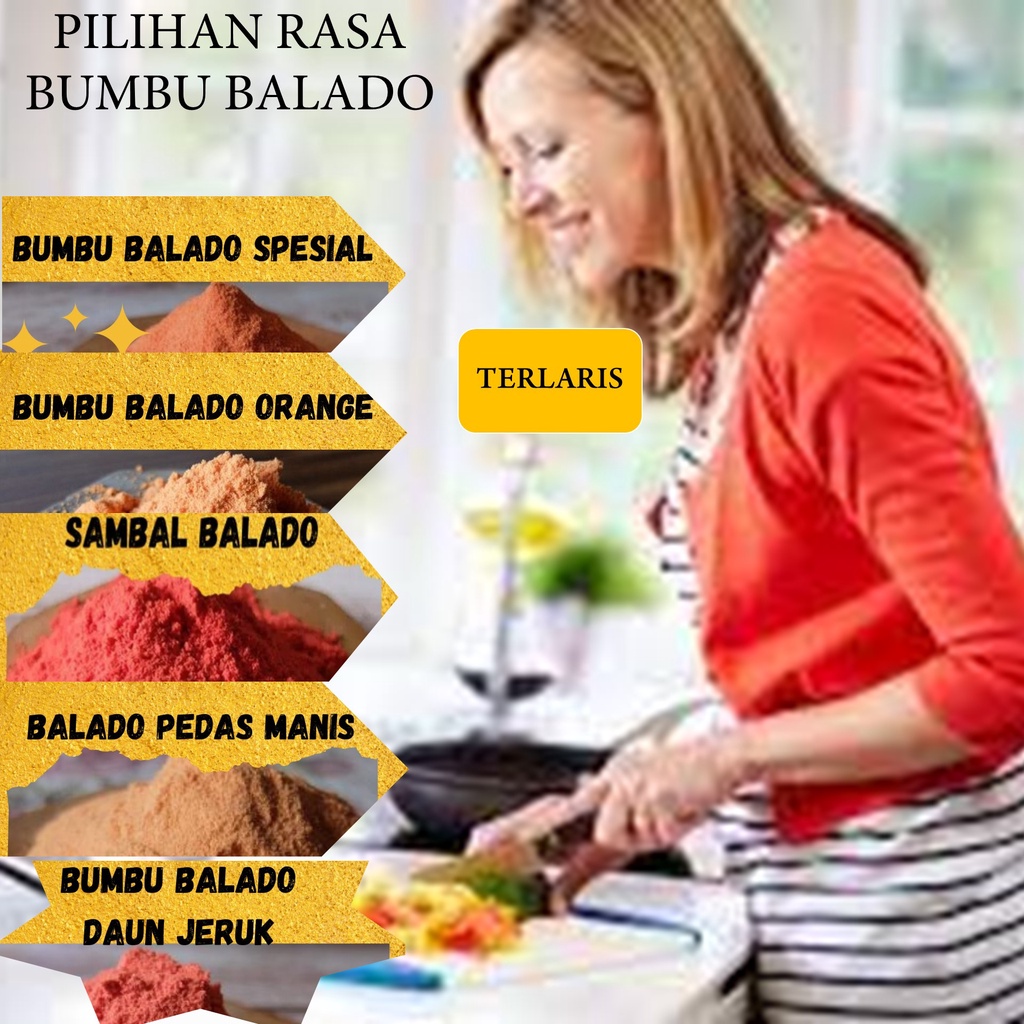 

Bubuk Tabur Balado Pedas Manis | Bumbu Tabur Balado Spesial | Bumbu Tabur Balado Daun Jeruk | Bumbu Tabur Rasa Balado Pedas Manis Ijo Murah Bubuk Instan Makaroni Antaka Cimol Kering Penyedap