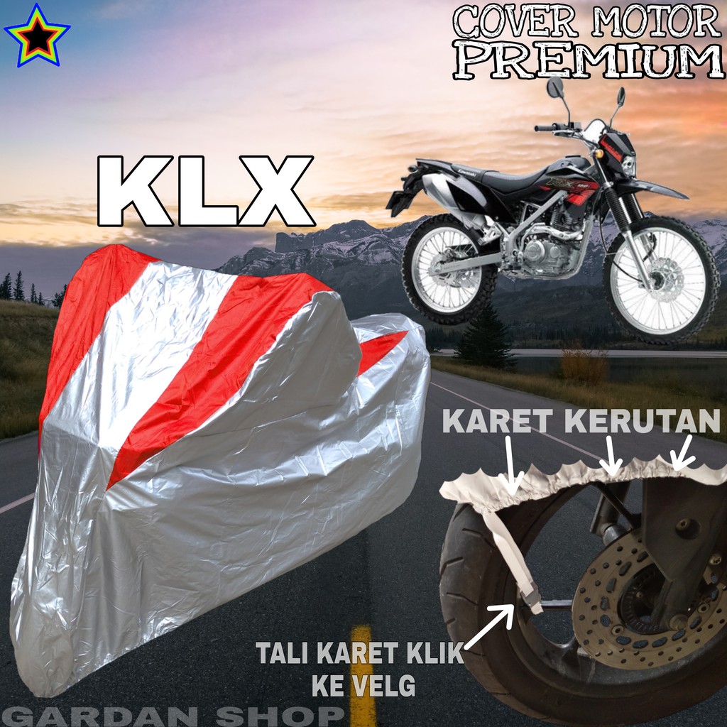 Sarung Motor KLX Silver MERAH Body Cover Penutup Motor Klx PREMIUM