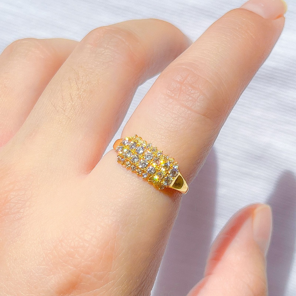 Cincin anak dan dewasa emas asli kadar 700 70 16k gold like berlian diamond baris 4 permata bling mewah ringan satu gram 1 gr g nomor no 11 12 13 14 15 16 17