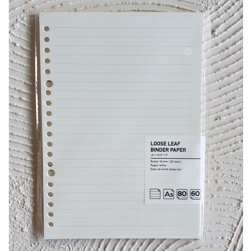 Loose Leaf Binder Paper A5 Grid Dotted Ruled - Kertas Loose Leaf Motif Garis Panmomo 80 gsm Isi 60 lembar