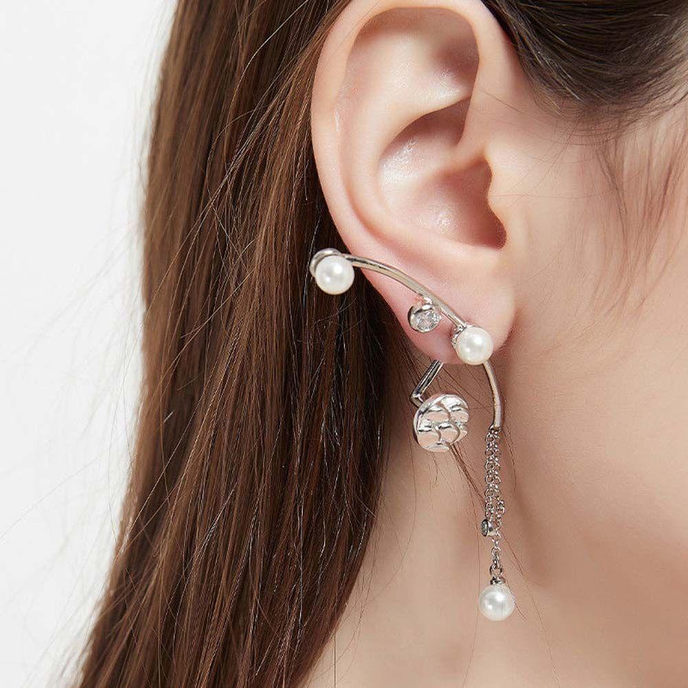 Mxbeauty Menjuntai Anting Trendi Temperamen Mutiara Liontin Berlian Imitasi Perempuan Elegan Korea Ear Stud