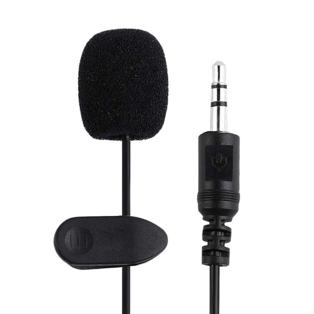 1.5m Universal Mini Portable Hands Free Clip On Microphone/Wired Lapel Lavalier Audio Microphone/ Mini Wired External Microphone for Phone Laptop