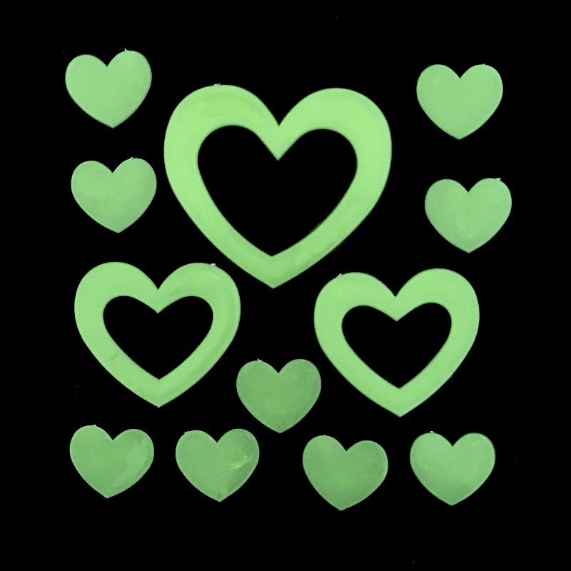 

784 Sticker Stiker Hati Love Set Menyala Dalam Gelap Fosfor Fospor