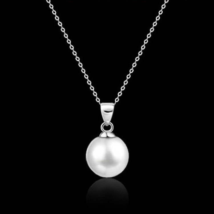 Fancyqube Elegant Simple Simulated Pearl Necklace Top Quality Necklace Silver