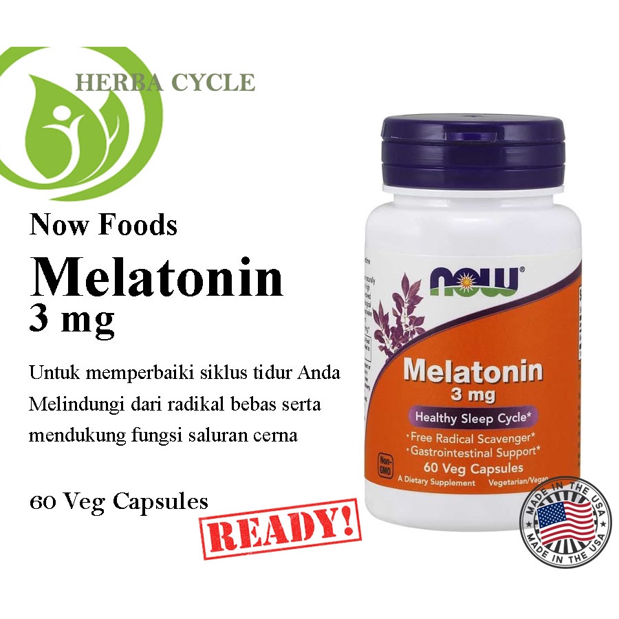 Now Foods Melatonin 3 mg 60 VegCaps ORI USA Now Melatonin 3 MG