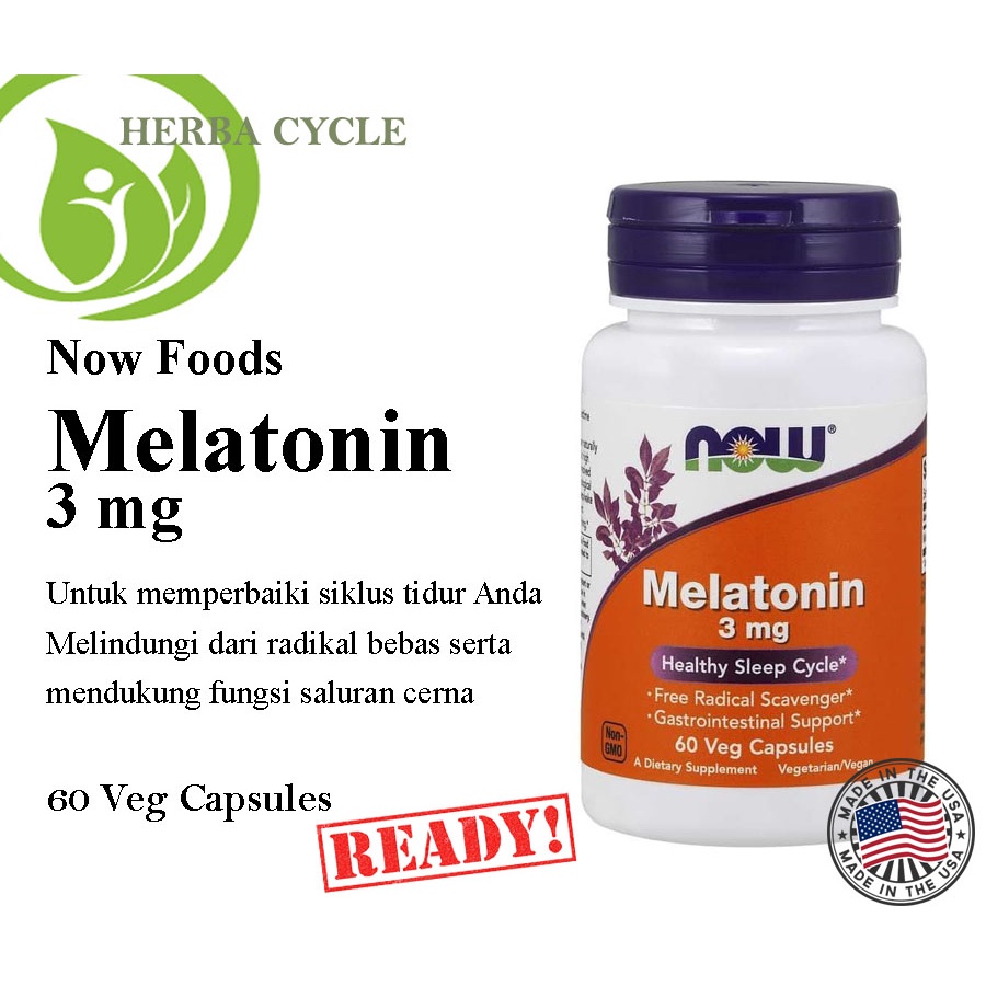 Now Food Melatonin 3mg 60 VegCap Atasi Susah Tidur Now Melatonin USA