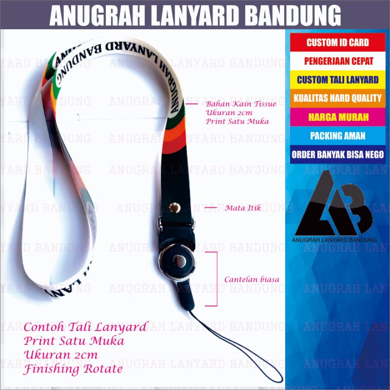 

Cetak tali LANYARD printing 2 cm 1 muka finishing rotate