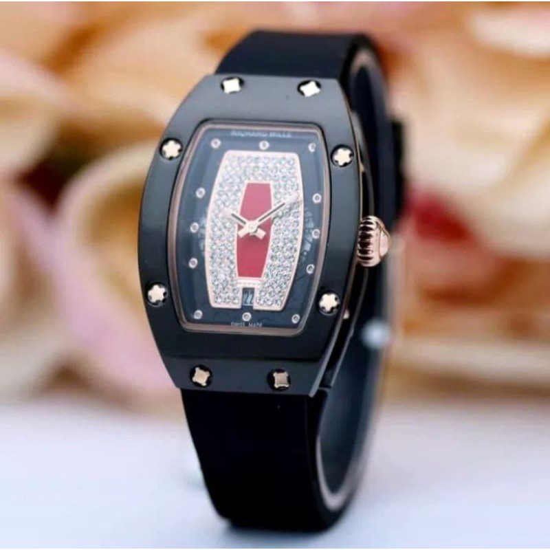 Jam Tangan Wanita Richard Mile RM-1134 Bahan Rubber Tanggal Aktif - Free Box Batre Cadangan