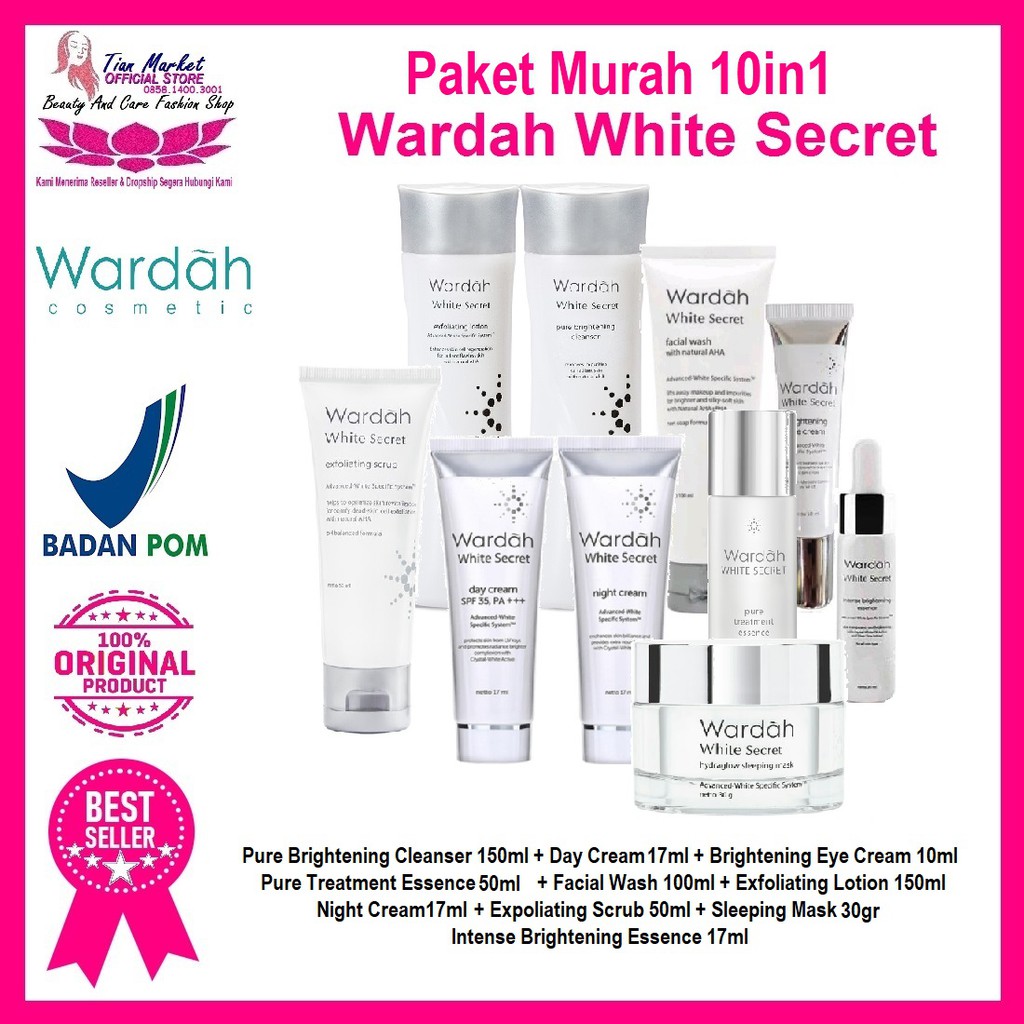 Wardah White Secret Paket Lengkap 10in1 Murah Halal Bpom