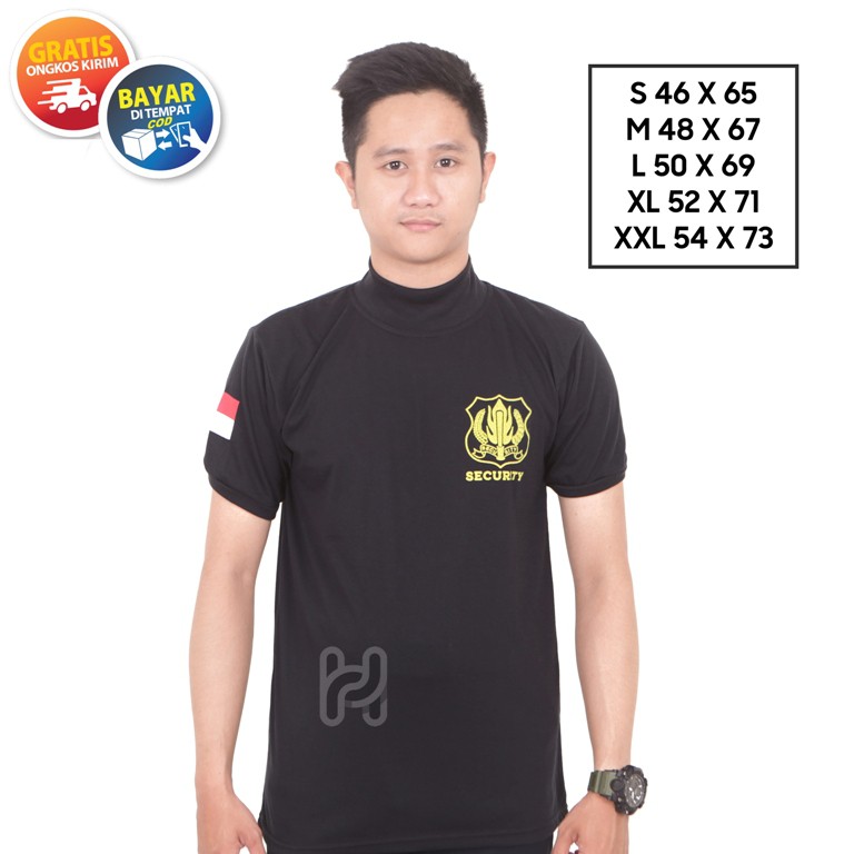 Security Kaos Satpam Terbaru Kerah Tinggi Kerah Panjang Warna Coklat Hitam Navy Tebal, Adem &amp; nyaman