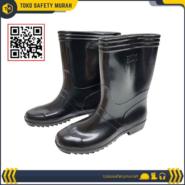 Sepatu boot bot Jeep pria wanita pendek hitam proyek karet anti air Diskon