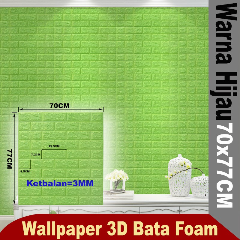 (Aimilo) Wallpaper Dinding 3D Foam Motif Batu Bata Walpaper 3D Foam Murah High Quality-AiW7-4  3MM 70x77CM
