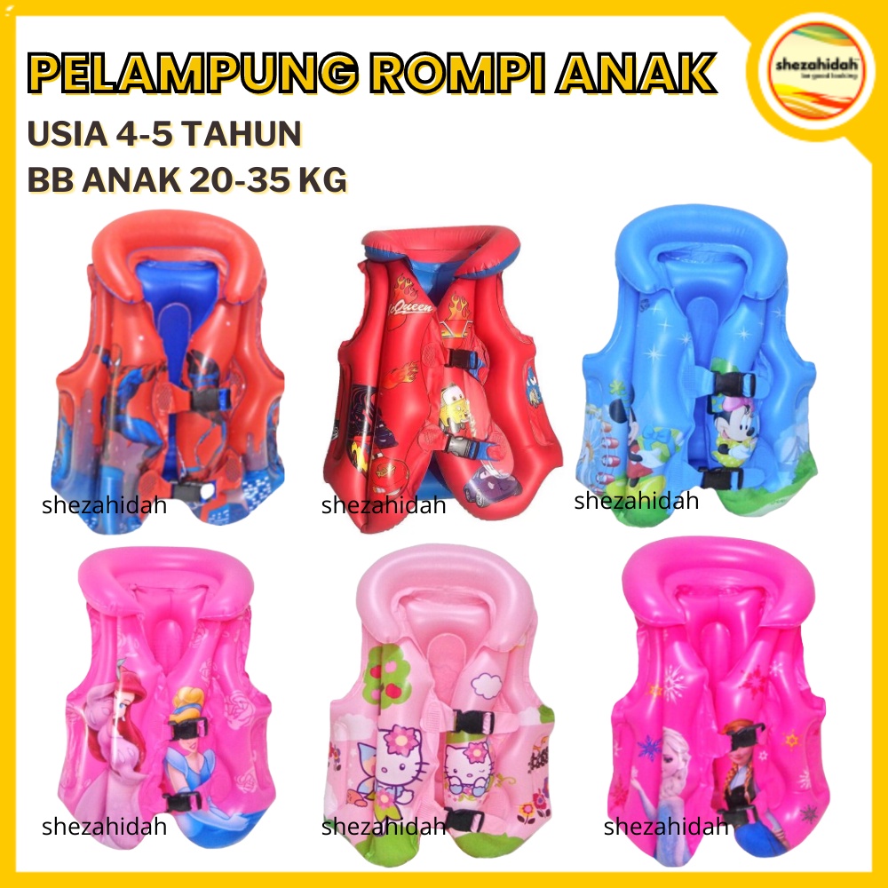 PELAMPUNG RENANG ANAK 4 5 6 TAHUN SWIM VEST KIDS BAJU ROMPI BAN BERENANG BERAT BADAN 20 - 30 KG
